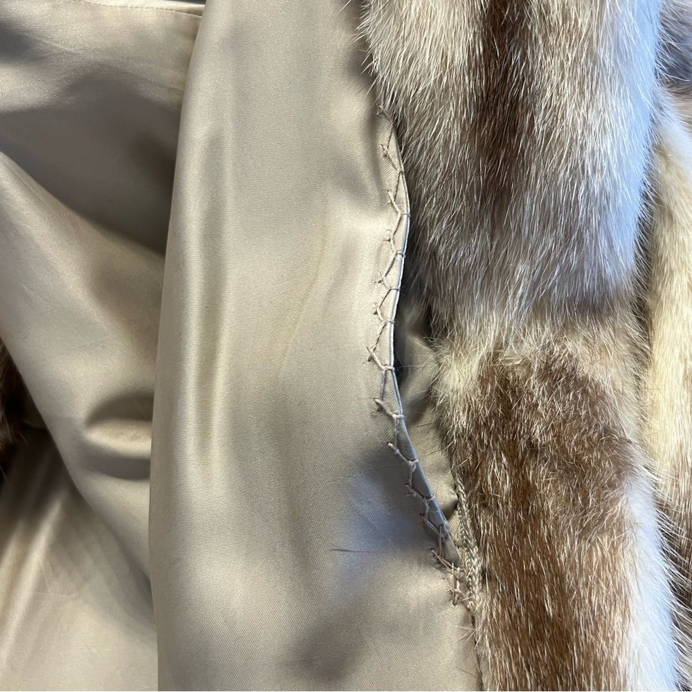 Saga Mink Natural Let Out Brown Cross Female Mink Fur Coat Size M Genuine Womens - Picture 14 of 14